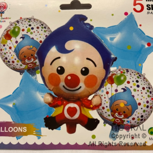 SET DE GLOBOS METALIZADO PLIM PLIM 5 UNIDADES X 1